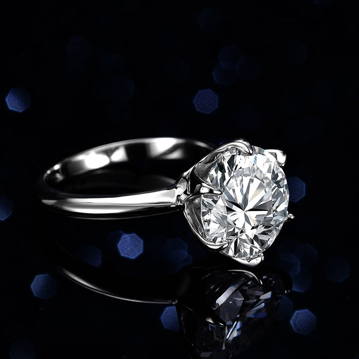 White Gold Plated 5ct Genuine Moissanite Solitaire Ring Premium Design-Boutique Spiritual