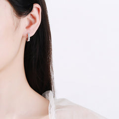 Princess Cut White Gold Moissanite Hoop Earrings GRA certified