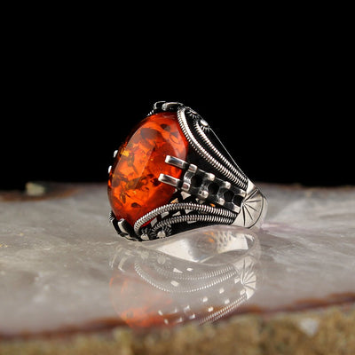 Amber Ring, Silver Exclusive Islamic Turkish Limited Edition Ring - Boutique Spiritual