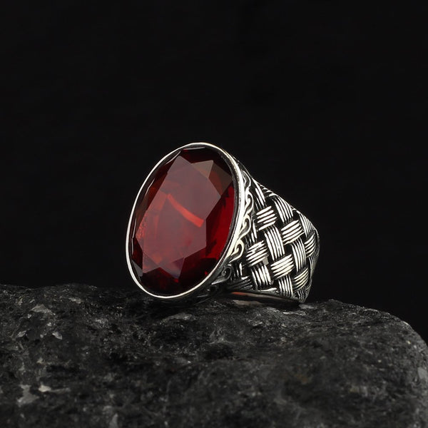 Red Zircon Ring, Silver Turkish Limited Edition Ring-Boutique Spiritual
