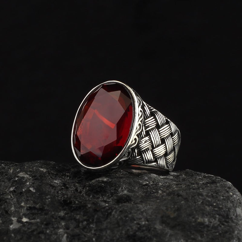 Red Zircon Ring, Silver Turkish Limited Edition Ring - Boutique Spiritual