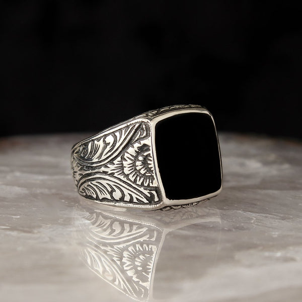 Evil eye Ring, Onyx Silver Islamic Limited Edition Ring-Boutique Spiritual