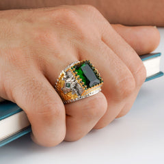 Custom Zircon Gemstone Handmade Silver Ring Luxurious Design - Boutique Spiritual