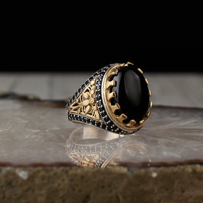 Evil eye Ring, Onyx Silver Islamic Turkish Limited Edition Ring - Boutique Spiritual