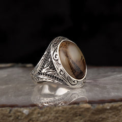 Yemeni Aqeeq Pure Silver Original Men Ring