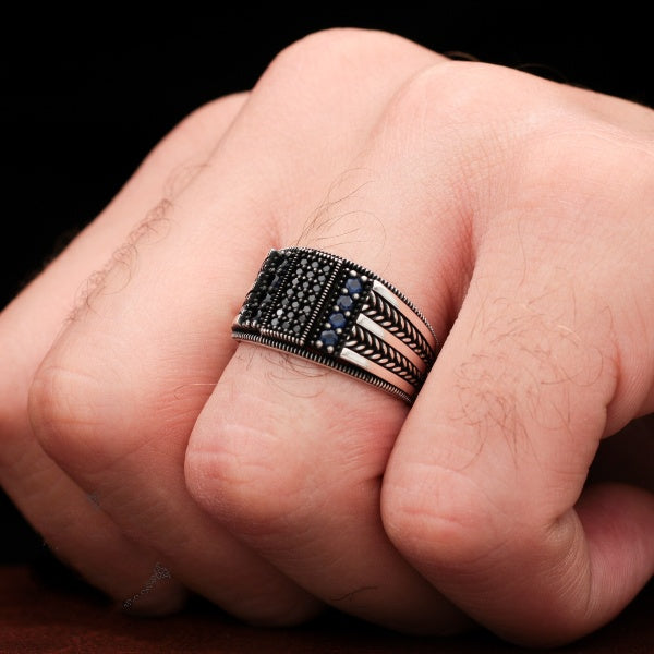 Turkish Zircon Stone Men's Ring Handmade Exclusive Design-Boutique Spiritual