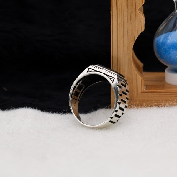 Turkish Onyx Stone Men's Ring Handmade Exclusive Design - Boutique Spiritual