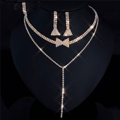 Water Drop Rhinestone Silver Plated Wedding Necklace