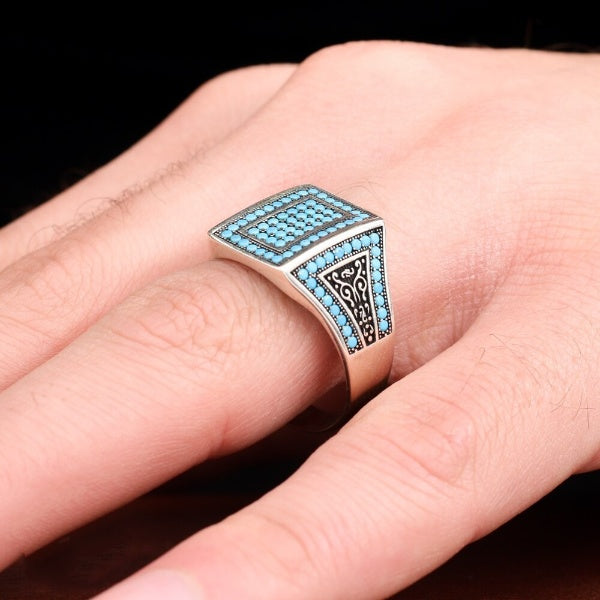 Turquoise Turkish Silver Ring, Limited Edition Design - Boutique Spiritual
