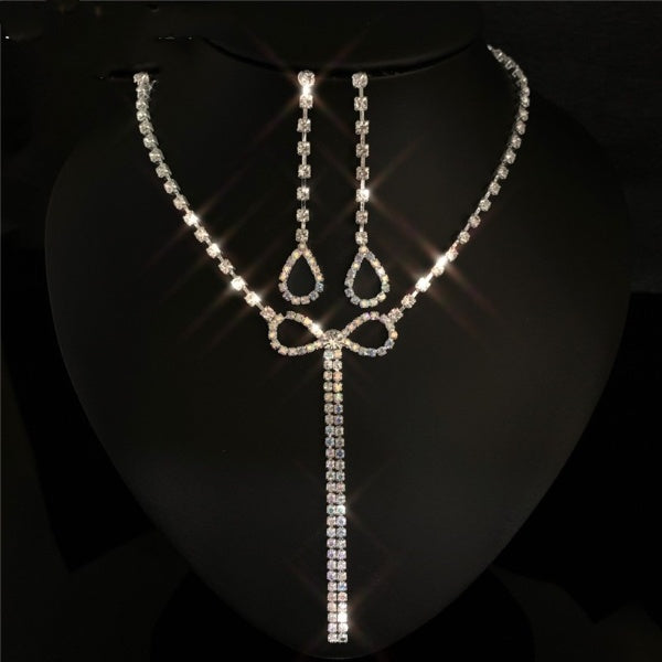 Water Drop Rhinestone Silver Plated Wedding Necklace