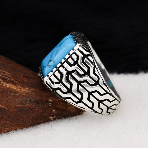 Turquoise Turkish Ring, Handmade Pure Silver Limited Edition Ring - Boutique Spiritual