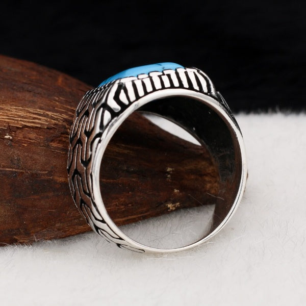 Turquoise Turkish Ring, Handmade Pure Silver Limited Edition Ring - Boutique Spiritual