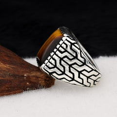 Tigers Eye Ring, Pure Silver Turkish Limited Edition Ring - Boutique Spiritual