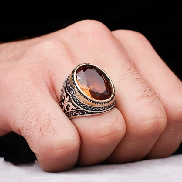 Turkish Zultanite Stone Men's Ring Handmade Premium Design - Boutique Spiritual