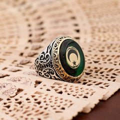 Turkish Handmade Agate Men's Luxury Aqeeq Ring - Boutique Spiritual