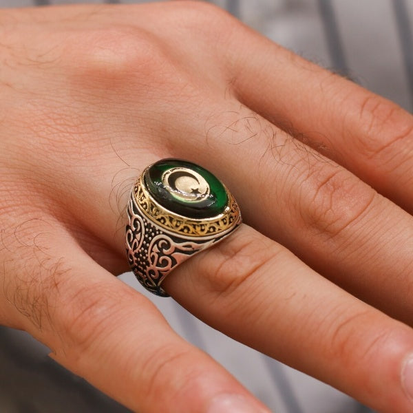 Turkish Handmade Agate Men's Luxury Aqeeq Ring-Boutique Spiritual