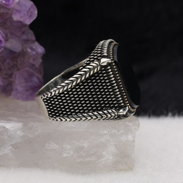 Turkish Agate Stone Silver Ring For Men, Handmade Premium Design-Boutique Spiritual
