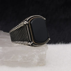 Turkish Agate Stone Silver Ring For Men, Handmade Premium Design - Boutique Spiritual