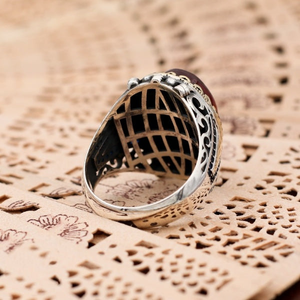Alhamdulillah Islamic Ring, Turkish Handmade Islamic Calligraphy Silver Men Ring-Boutique Spiritual