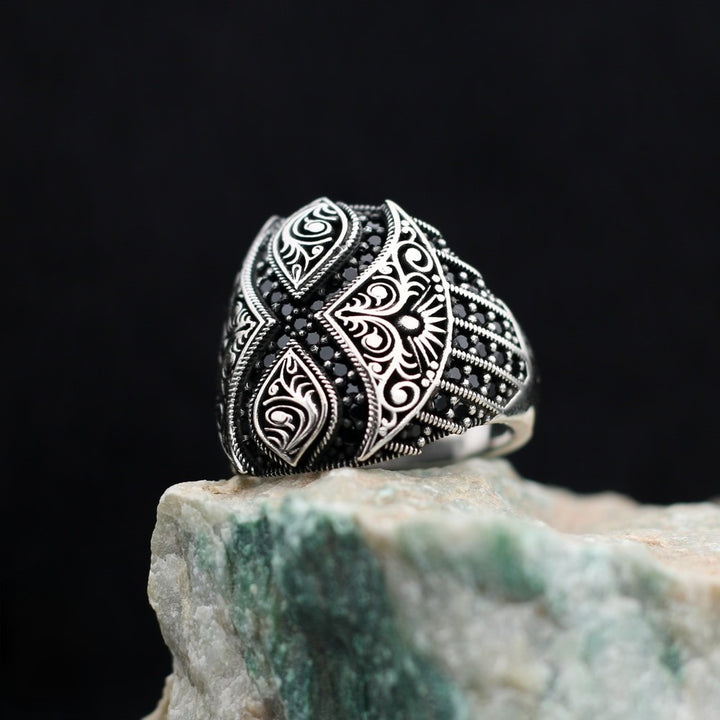 Turkish Onyx Stone Men's Ring Handmade X Design-Boutique Spiritual