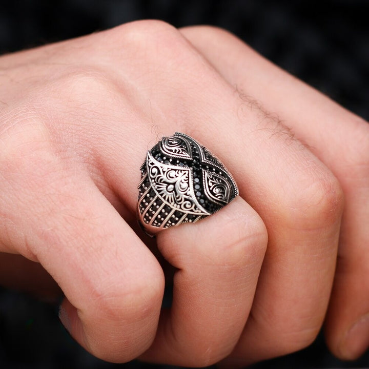 Turkish Onyx Stone Men's Ring Handmade X Design-Boutique Spiritual