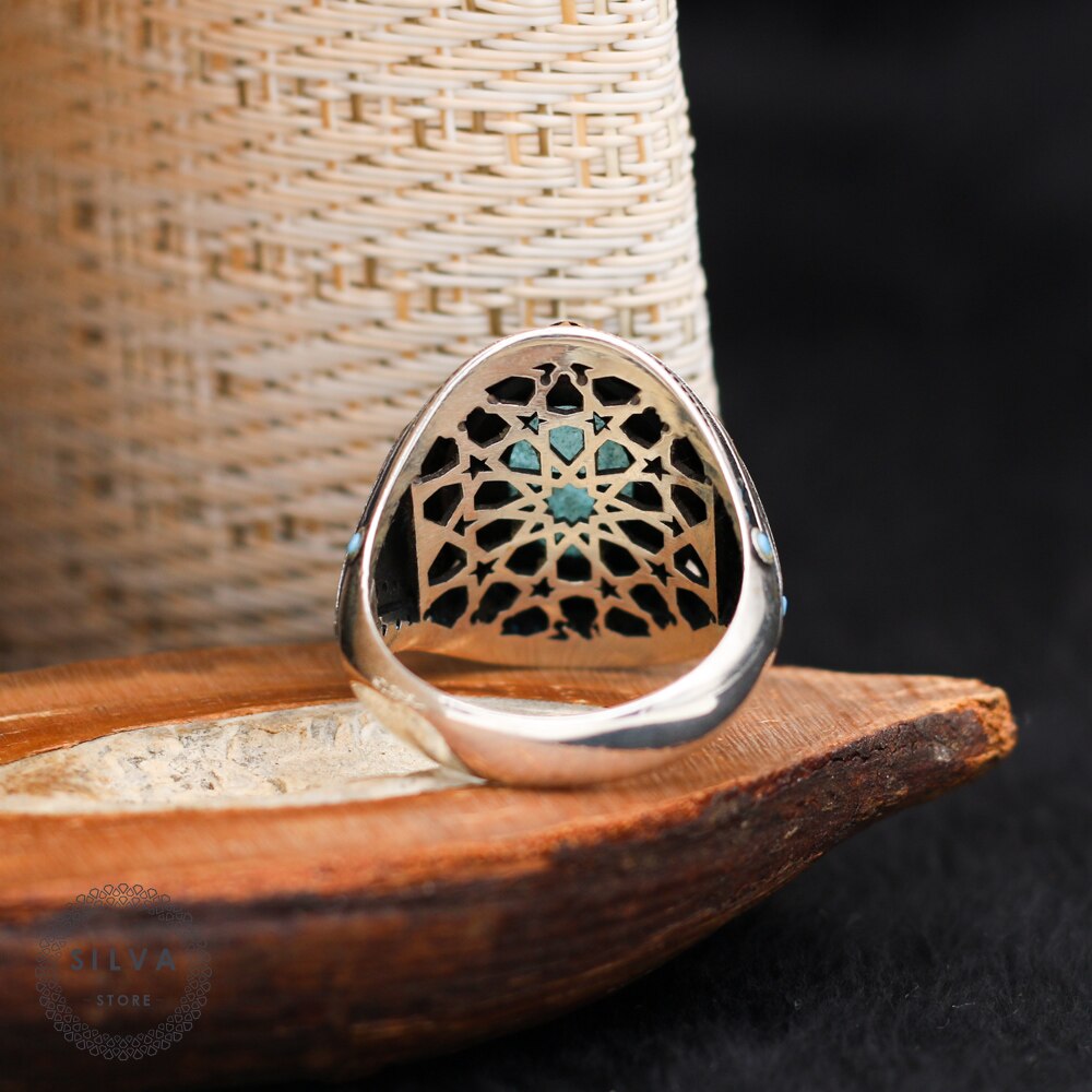 Turkish Paraiba Stone Mens Ring Handmade Premium Design