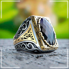 Turkish Zircon Stone Ring Embroidered Special Design - Boutique Spiritual