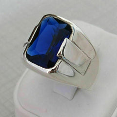 Turkish Blue Zircon Handmade Men's Ring-Boutique Spiritual