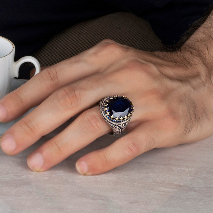 Turkish Sapphire Ring Handmade Limited Edition Design-Boutique Spiritual