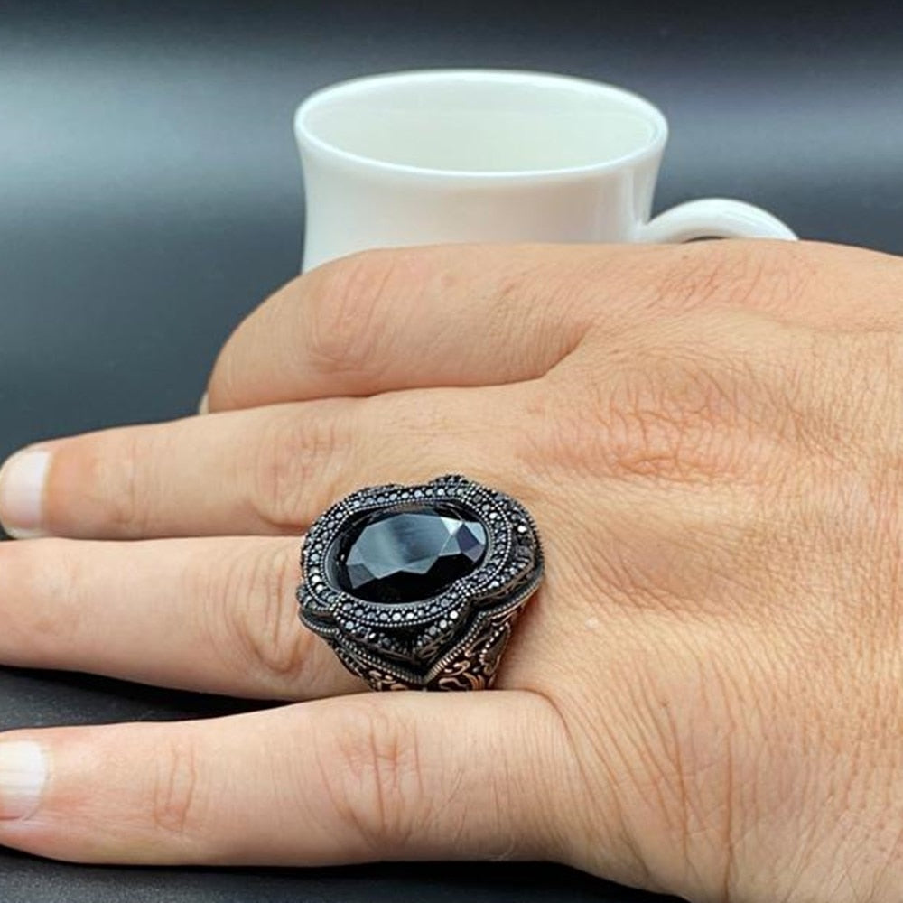 Turkish Black Onyx Ring Handmade Limited Edition Design - Boutique Spiritual