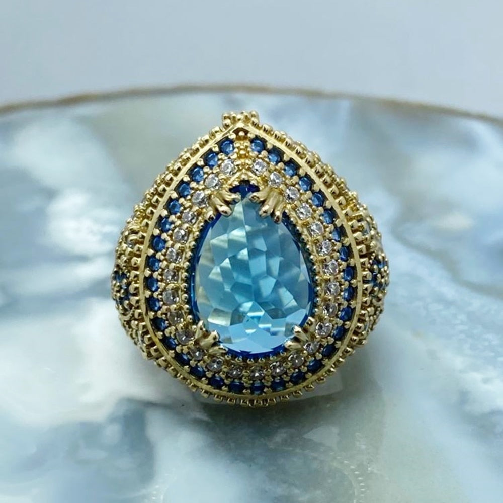 Turkish Handmade Aquamarine Stone Women's Ring - Boutique Spiritual