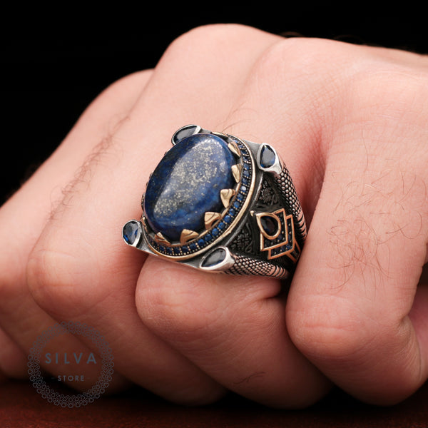 Turkish Lapis Lazuli Big Ring Limited Edition Design - Boutique Spiritual