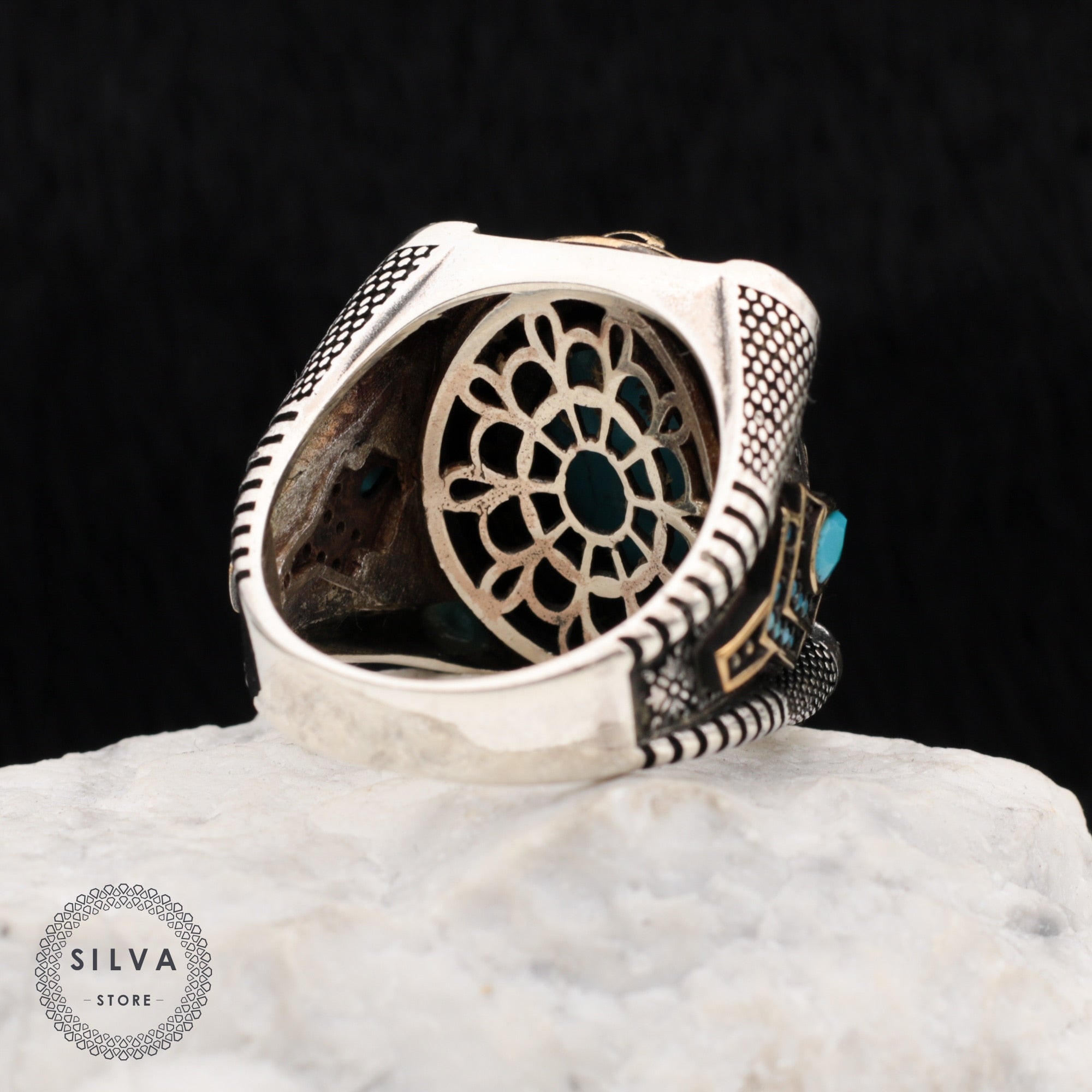 Turkish Turquoise Stone Mens Ring Handmade Premium Design - Boutique Spiritual