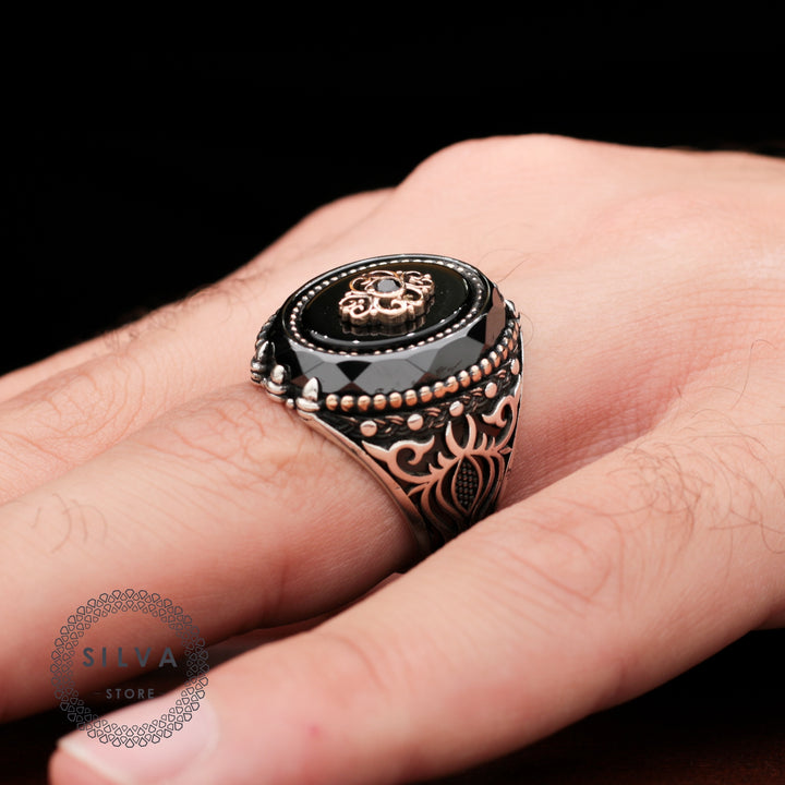 Turkish Onyx Stone And Special Zircon Cut Ring - Boutique Spiritual