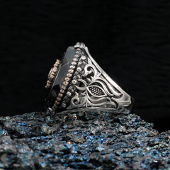 Turkish Onyx Stone And Special Zircon Cut Ring - Boutique Spiritual