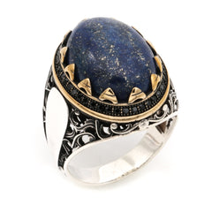 Turkish Lapis Lazuli Ring Handmade Premium Design - Boutique Spiritual