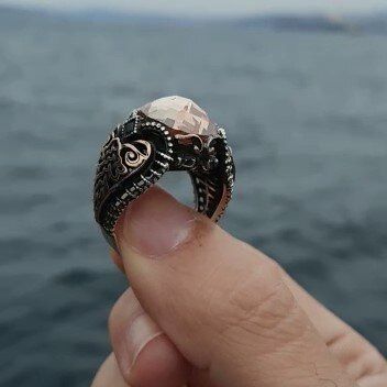 Alexandrite Stone Sultanit Handmade Silver Ring For Men - Boutique Spiritual