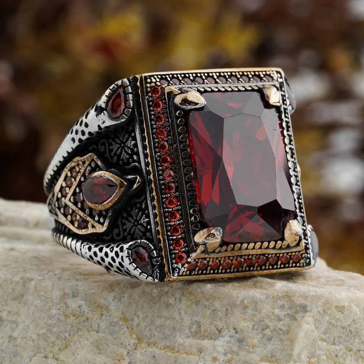 Turkish Real Zircon Stone Handmade Ring - Boutique Spiritual