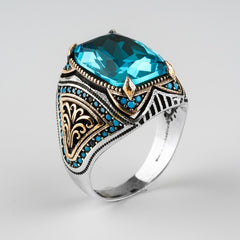 Alexandrite Stone Mistik Topaz Natural Handmade Silver Ring For Men - Boutique Spiritual