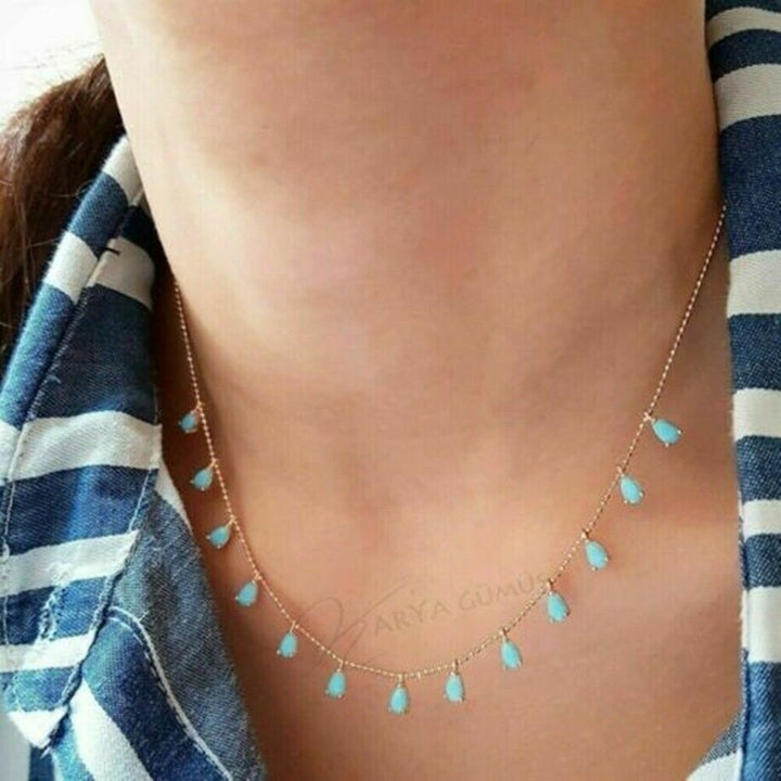 Turkish Handmade Turquoise Stone Necklace-Boutique Spiritual