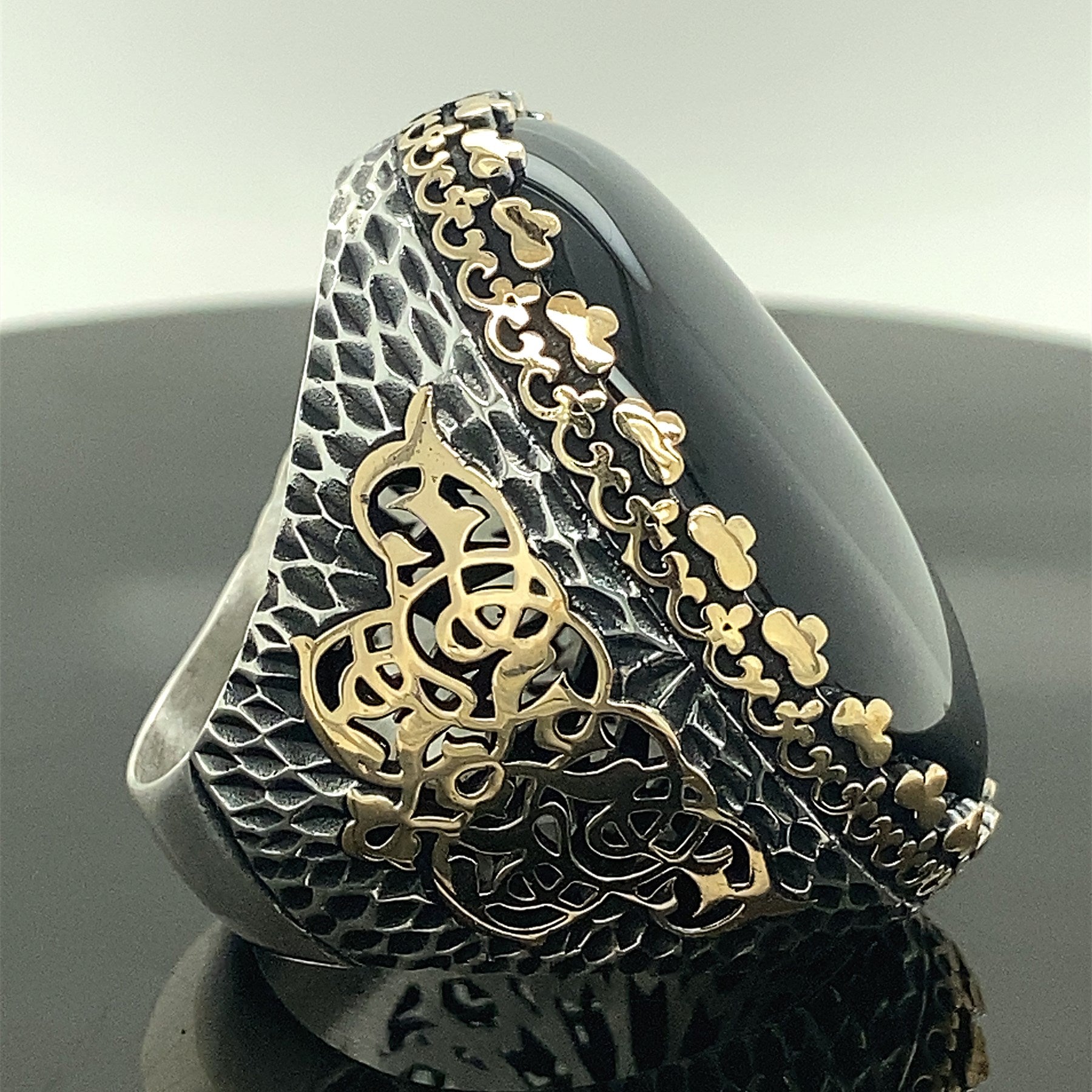 Turkish Black Onyx Large Gemstone Men's Handmade Ring - Boutique Spiritual