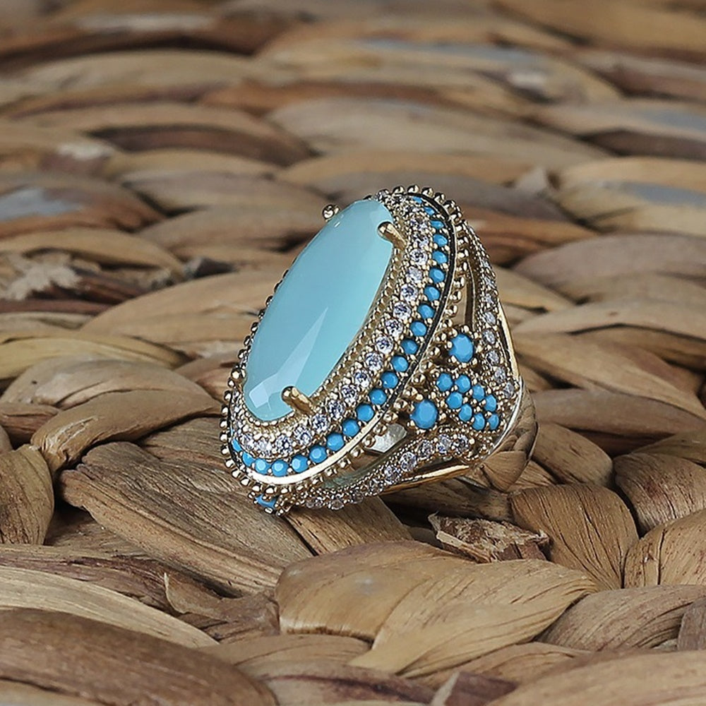 Turkish Aquamarine Women's Ring, Sterling Silver Handmade Ring - Boutique Spiritual