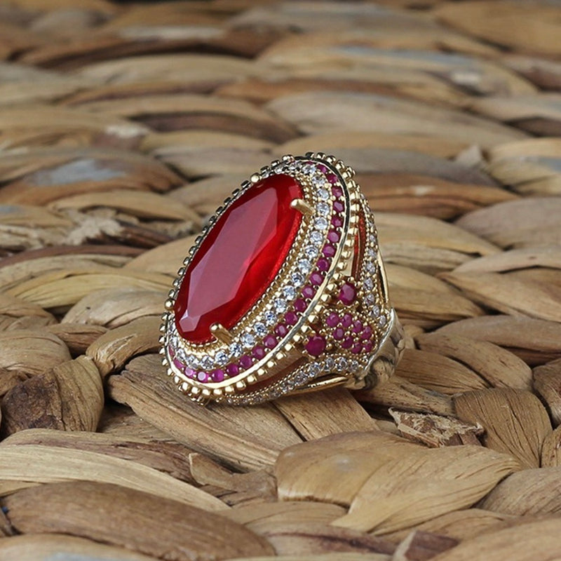 Turkish Red Zircon Women's Ring, Sterling Silver Handmade Ring - Boutique Spiritual