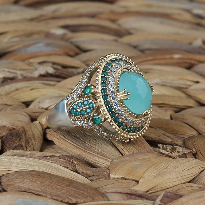 Turkish Aquamarine Ring for women, Sterling Silver Handmade Ring-Boutique Spiritual