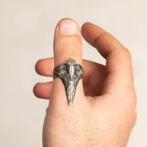 Hawk Ring, Silver Men Ring Elegant Islamic Design-Boutique Spiritual