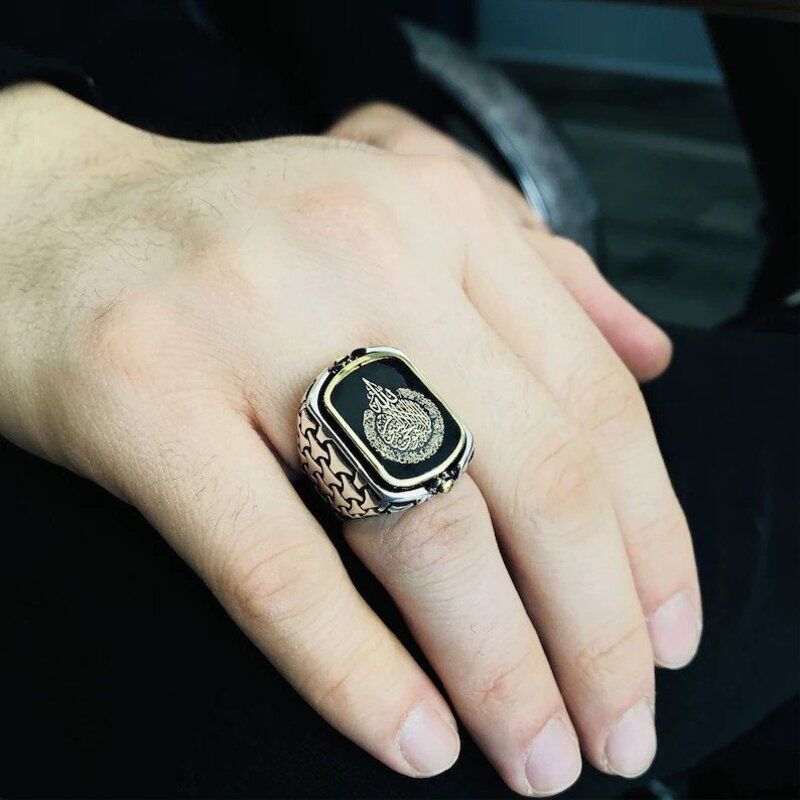 Ayatul Kursi Islamic Ring, Ottoman Double Sided Engraved Limited Edition Ring - Boutique Spiritual