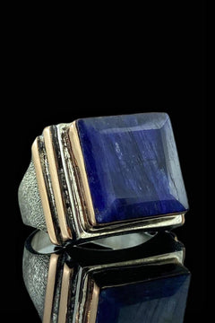 Natural Sapphire Ring, Big Stone Special Series Pure Silver Ring - Boutique Spiritual