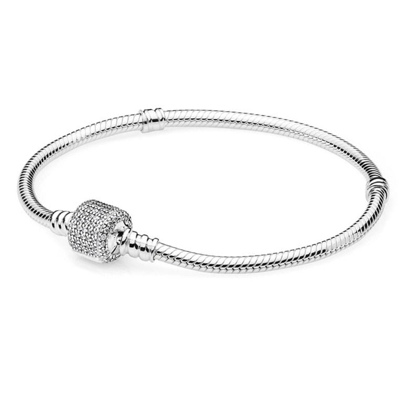Sterling Silver Plated Snake Chain Charm Bracelet