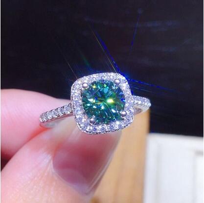 Stunning 3ct Green Moissanite Ring for Women